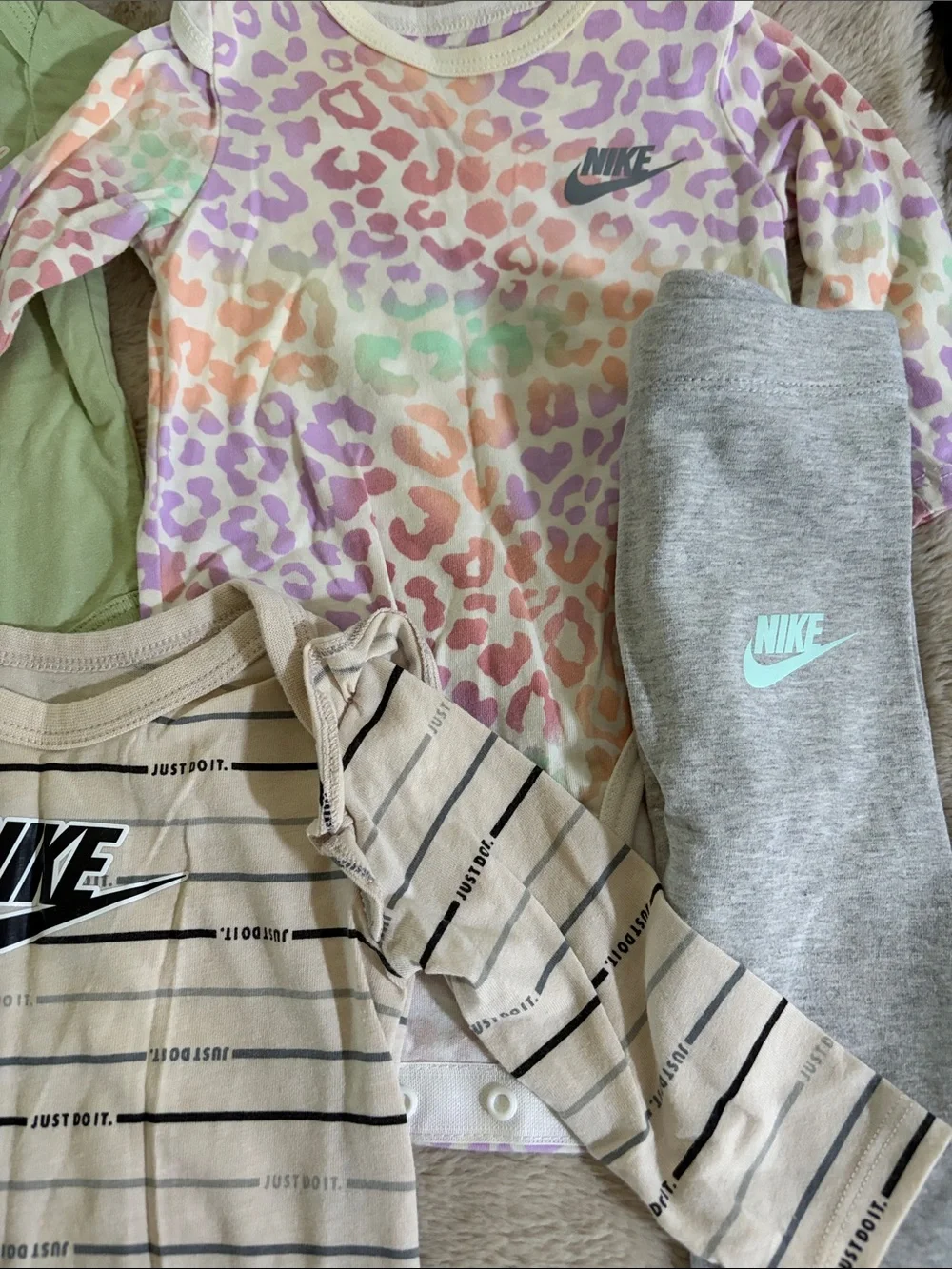 Nike Baby Set - Olive Green, Lavender, Peach, Mint & Gray